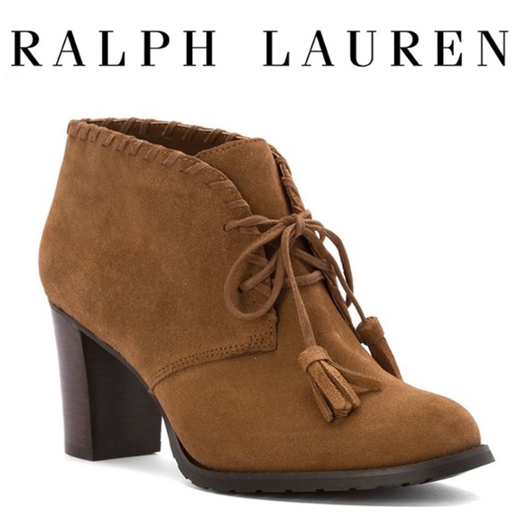 Lauren Ralph Lauren Shoes - RALPH LAUREN Lace Up Suede Brown Heeled Boots